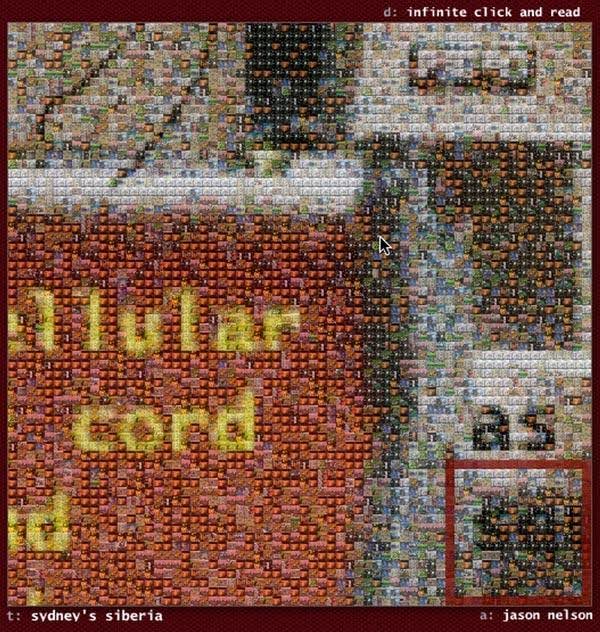 A collage of tiny images. It is hard to decipher what it depicts, though it looks
                                        like a close-up image of a rug.